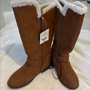 Brown Faux Fur Lined Knee-High Boots
